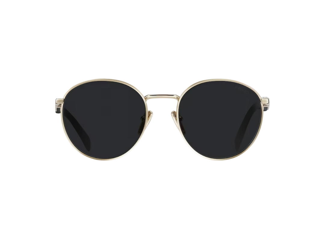 Prada Prada Eyewear Collection Sunglasses In Slate Gray Lenses With Pale Gold Metal Frame Front