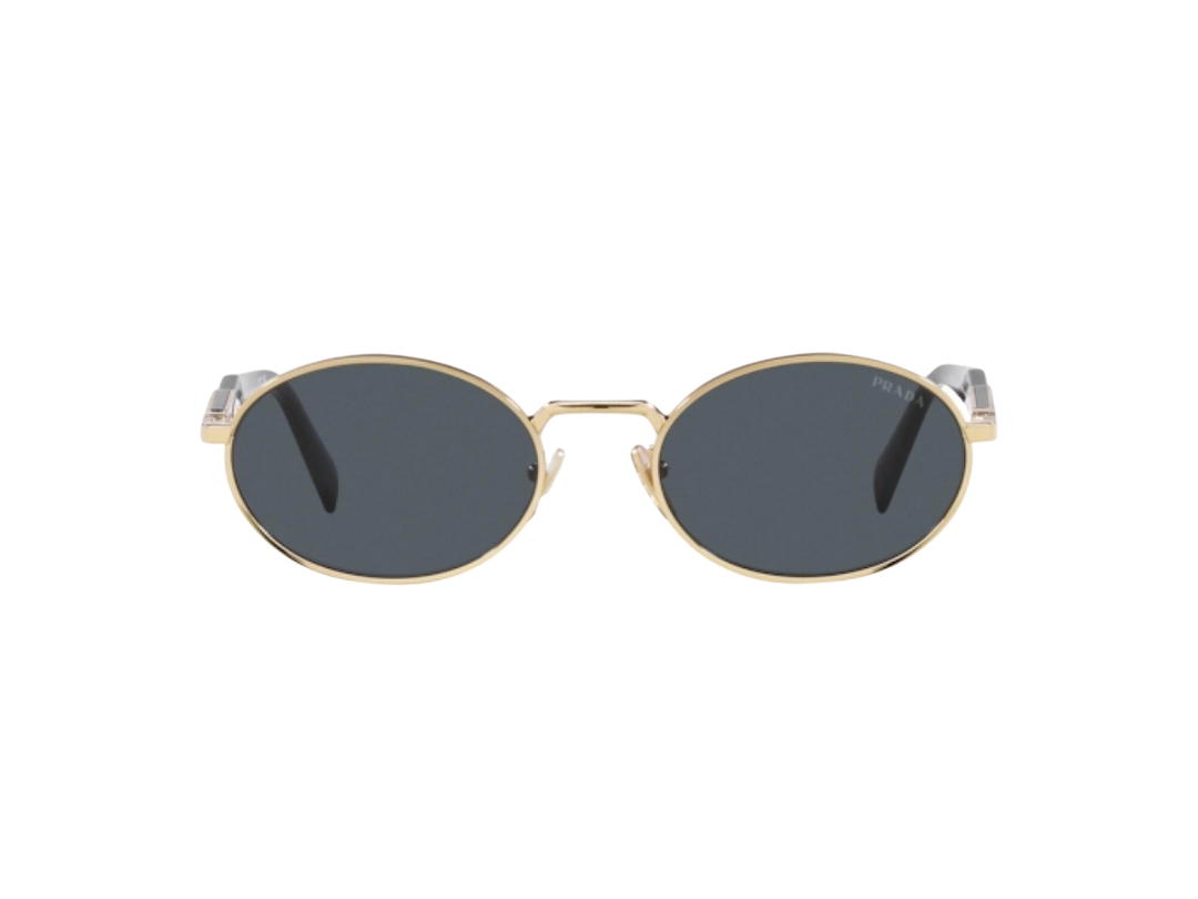 Prada Prada Eyewear Oval-Frame Sunglasses With Pale Gold Metal Frame Black