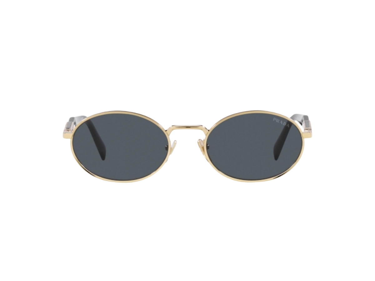 Prada Prada Eyewear Oval-Frame Sunglasses With Pale Gold Metal Frame Black