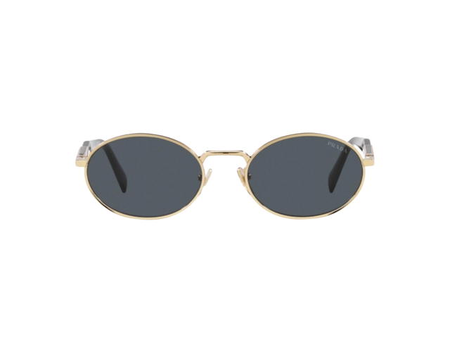 Prada Prada Eyewear Oval-Frame Sunglasses With Pale Gold Metal Frame Black - view 1