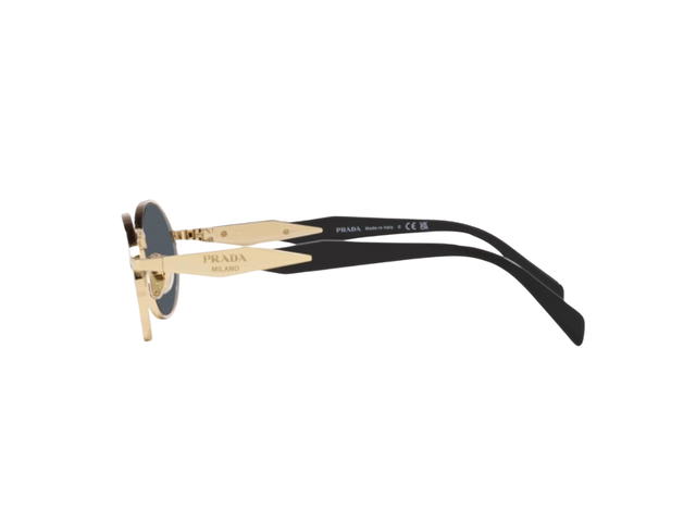 Prada Prada Eyewear Oval-Frame Sunglasses With Pale Gold Metal Frame Black - view 2