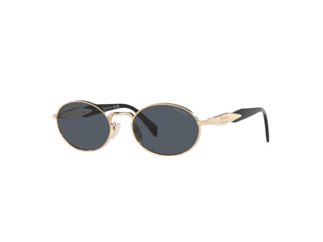 Prada Prada Eyewear Oval-Frame Sunglasses With Pale Gold Metal Frame Black - view 3