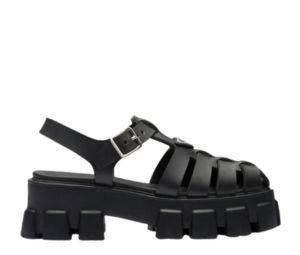 Buy Prada Foam Rubber Sandals With Enameled Metal Triangle Logo Black (W) at Sasom – Authentic and Ready to Ship