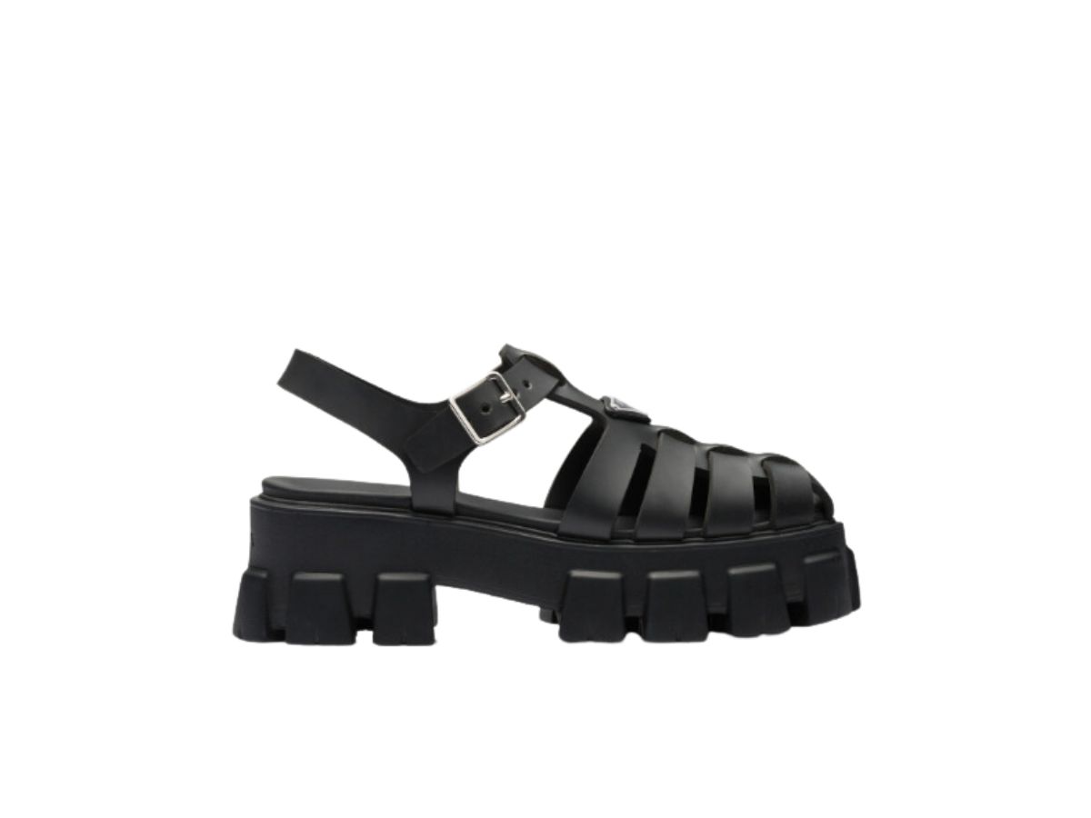 Prada Prada Foam Rubber Sandals With Enameled Metal Triangle Logo Black (W)