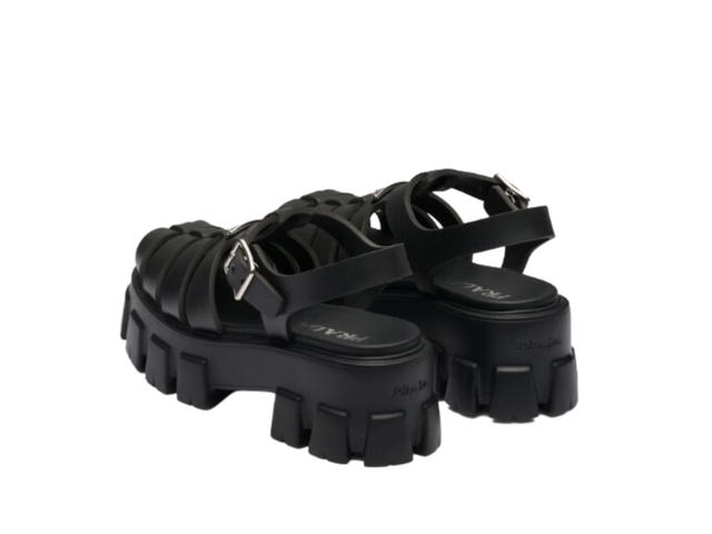 Prada Prada Foam Rubber Sandals With Enameled Metal Triangle Logo Black (W) - view 3