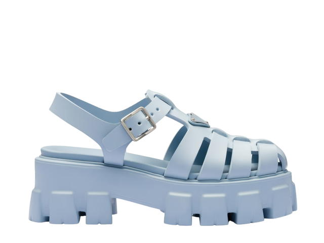 Prada Prada Foam Rubber Sandals With Enameled Metal Triangle Logo Light Blue (W) - view 1