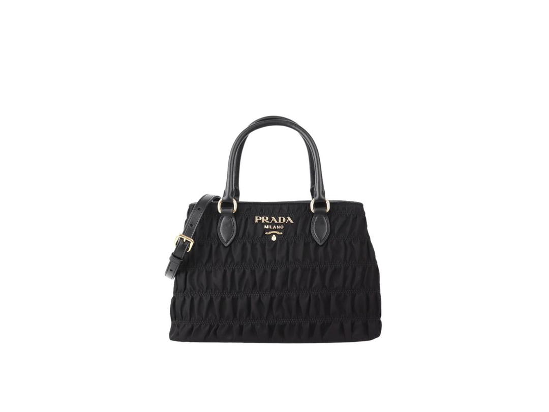 Prada Prada Gaufre Small Tote Bag In Tessuto Nylon Black