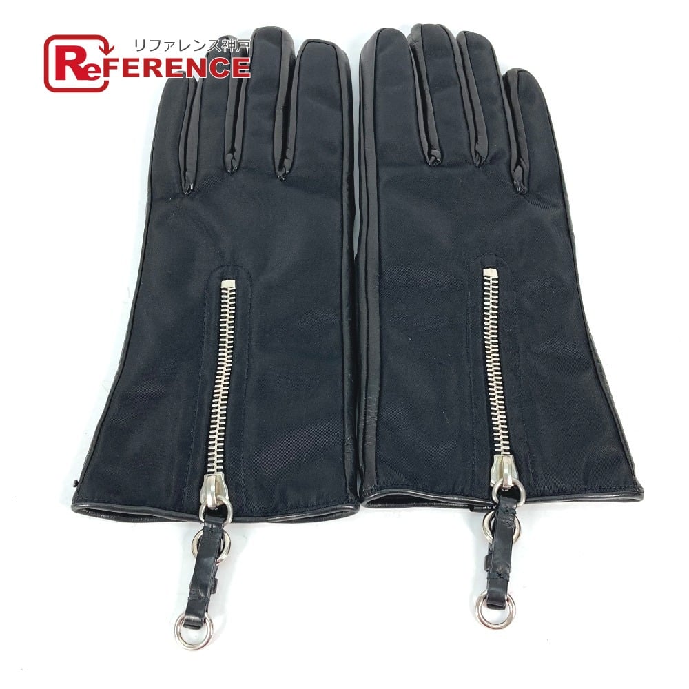 Prada PRADA Glove Zip gloves Lambskin Leather Black