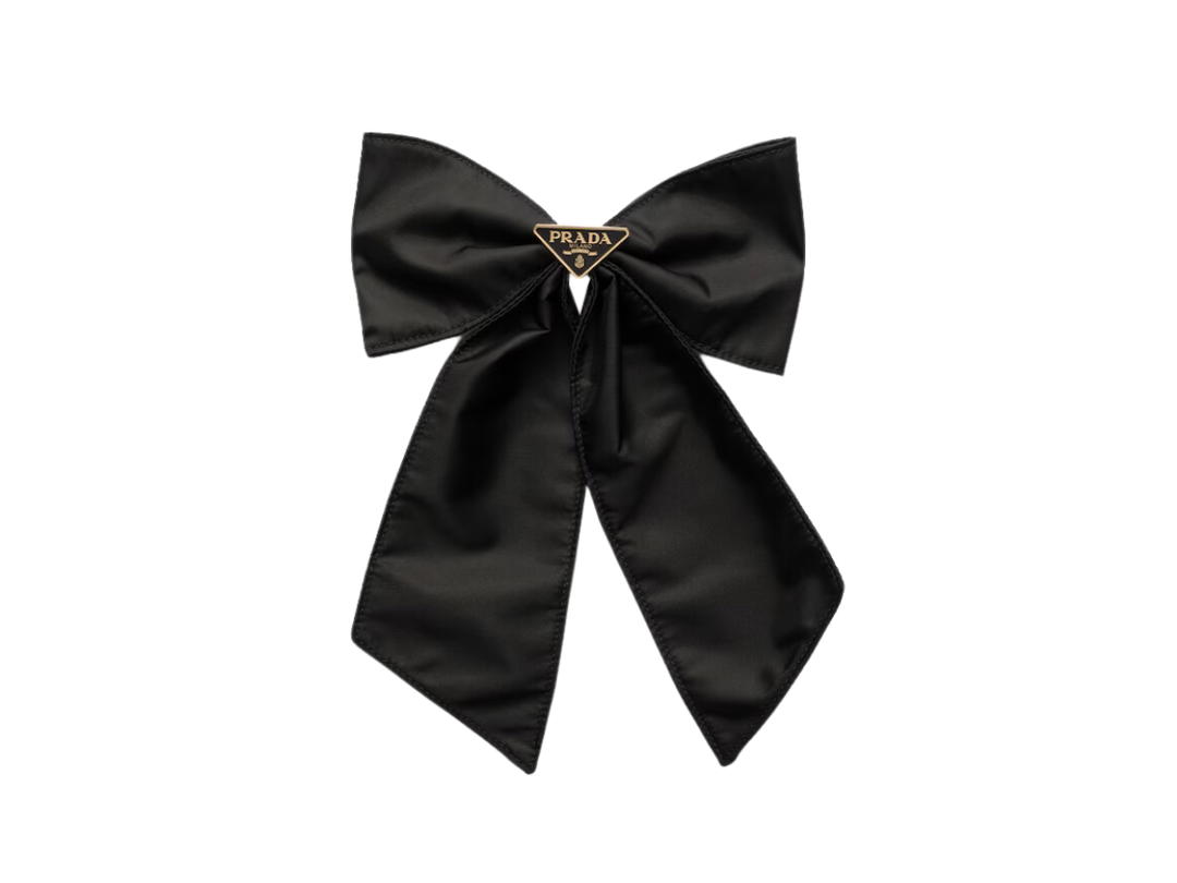 Prada Prada Hair Clip In Re-Nylon With Enameled Metal Triangle Logo Black