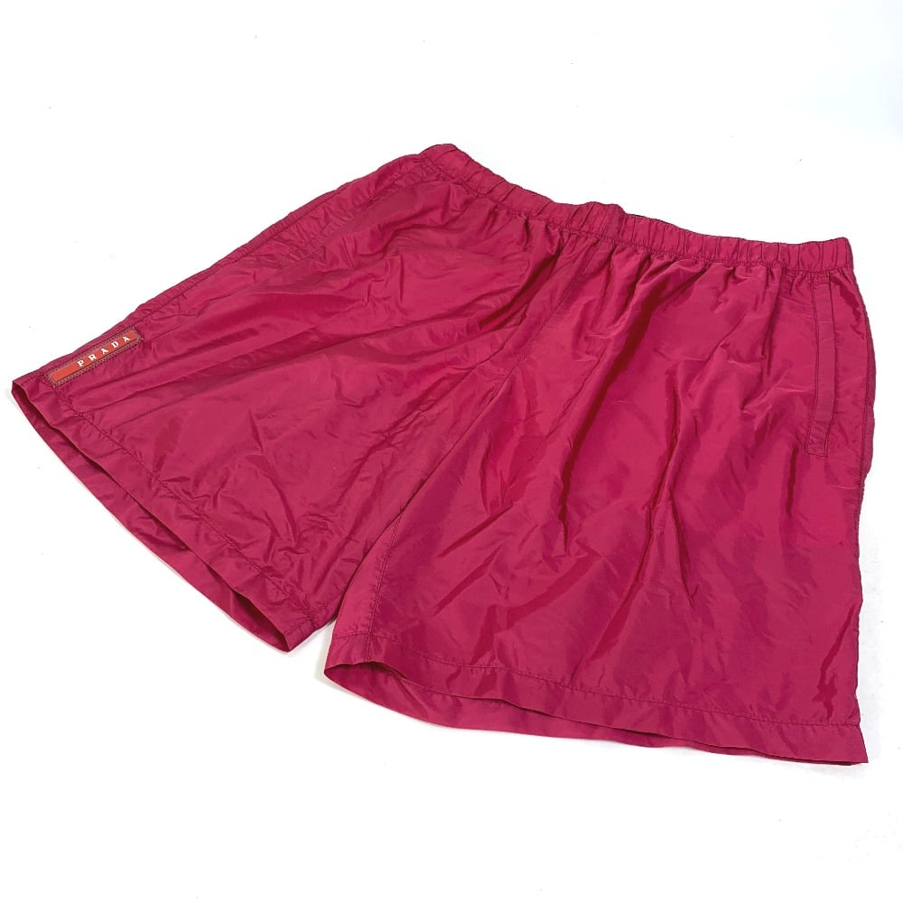 Prada PRADA Half pants Bottoms Sea pants Surf pants logo Shorts Swimwear polyamide Red