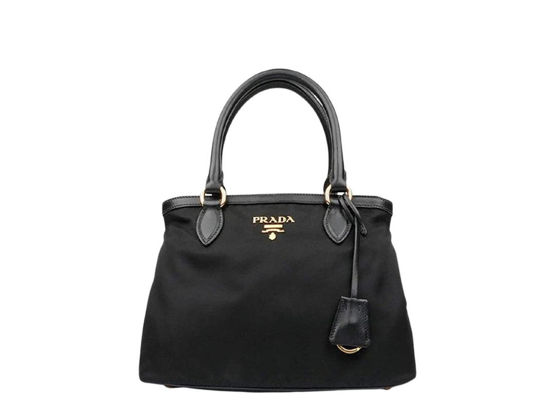 Prada Prada Handbag In Tessuto Nylon Soft Calf With Gold Metal Hardware Black
