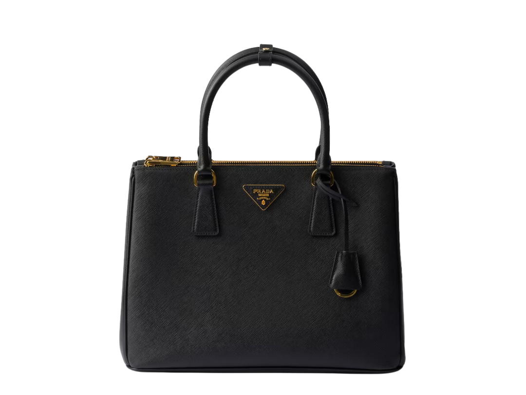 Prada Prada Large Galleria Saffiano Leather Bag With Metal Hardware Black