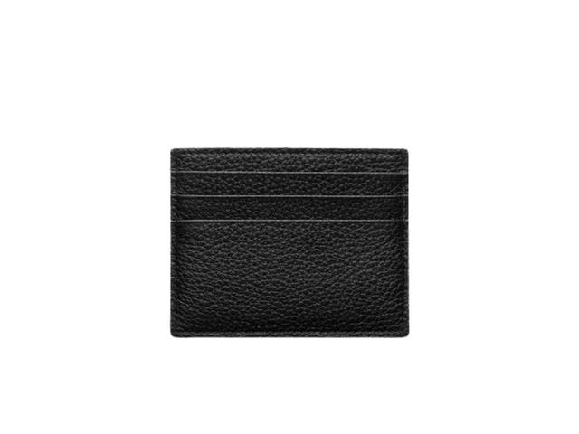 Prada Prada Leather Card Holder In Calfskin Leather With Silver Enameled Metal Triangle Logo Black - view 2