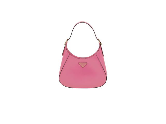 Prada Prada Leather Shoulder Bag With Enameled Metal Triangle Logo And Metal Hardware Begonia - view 2