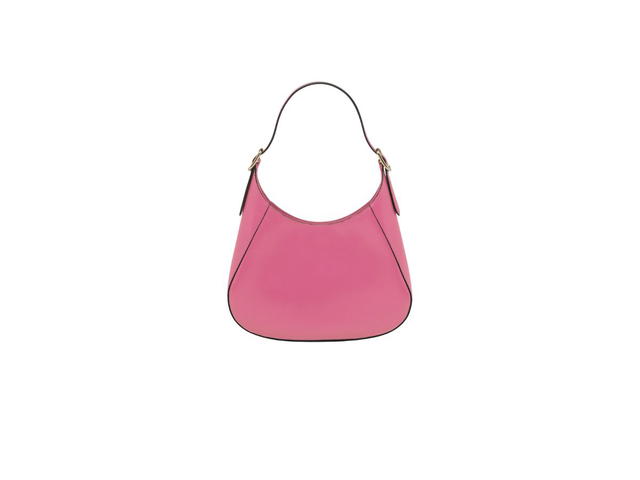 Prada Prada Leather Shoulder Bag With Enameled Metal Triangle Logo And Metal Hardware Begonia - view 3