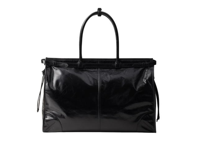Prada Prada Leather Tote Bag In Black Calfskin With Enameled Metal Triangle Logo On The Front Black - view 3