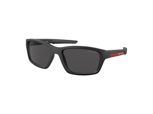 Prada Prada Linea Rossa Sunglasses In Matte Black Frame With Polar Dark Grey Lens - view 1