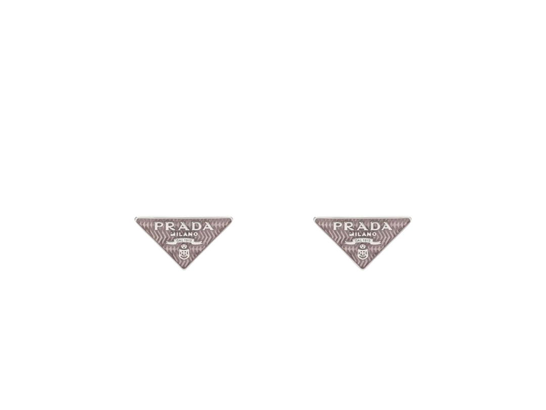 Prada Prada Lobe Earrings In Silver-Colour Metal With Lettering Logo Cherry
