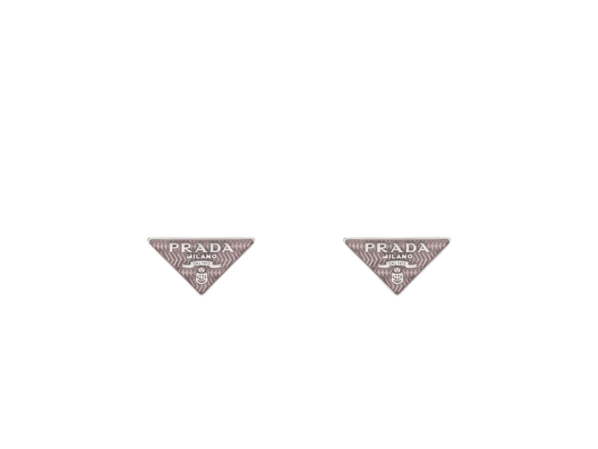 Prada Prada Lobe Earrings In Silver-Colour Metal With Lettering Logo Cherry