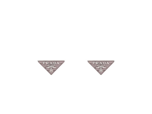 Prada Prada Lobe Earrings In Silver-Colour Metal With Lettering Logo Cherry - view 1