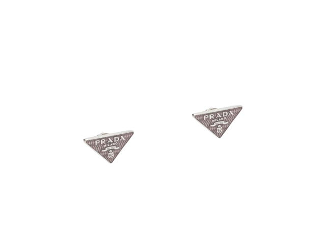 Prada Prada Lobe Earrings In Silver-Colour Metal With Lettering Logo Cherry - view 2