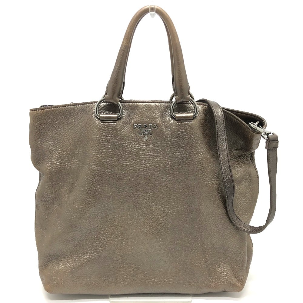 Prada PRADA logo Bag 2WAY Tote Bag Leather Brown