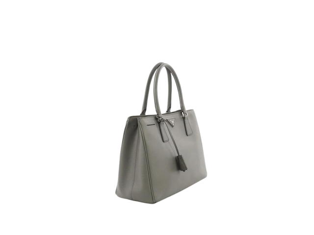 Prada Prada Medium Gardener's Tote Bag In Saffiano Leather With Silver Tone Hardware Gray - view 3