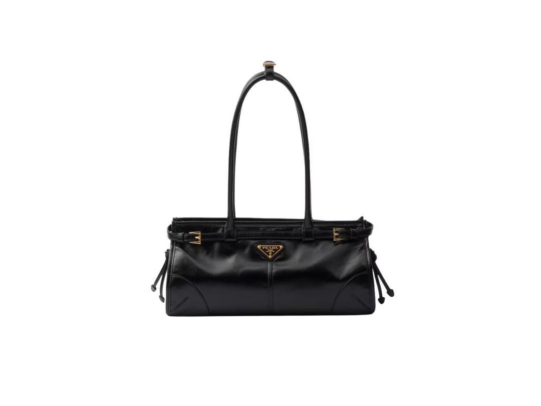 Prada Prada Medium Leather Handbag In Soft Leather With Metal Hardware Black