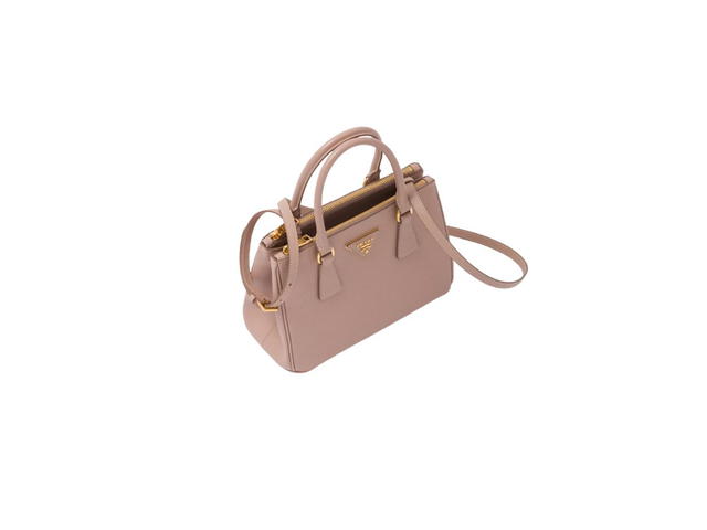 Prada Prada Medium Prada Galleria Saffiano Leather Bag With Metal Lettering Logo Powder Pink - view 2