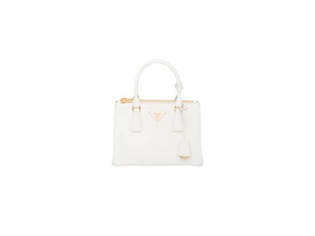 Prada Prada Medium Prada Galleria Saffiano Leather Bag With Metal Lettering Logo White - view 1