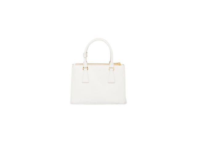 Prada Prada Medium Prada Galleria Saffiano Leather Bag With Metal Lettering Logo White - view 3