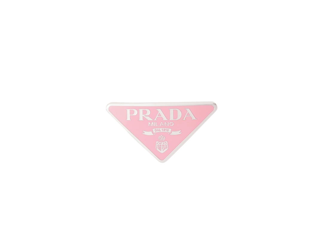 Prada Prada Metal Hair Clip With Enameled Logo Petal Pink