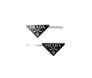 Buy Prada Metal Hair Clips With Enameled Triangle Logo Black at Sasom – Authentic and Ready to Ship
