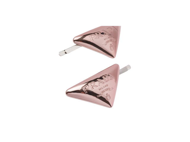 Prada Prada Metal Hair Clips With Engraved Lettering Logo Alabaster Pink - view 2
