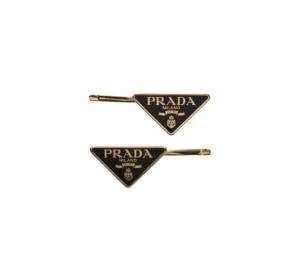 Buy Prada Metal Hair Pins In Enameled Logo Black at Sasom – Authentic and Ready to Ship