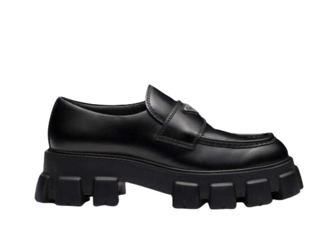 Prada Prada Monolith Brushed Leather Loafers