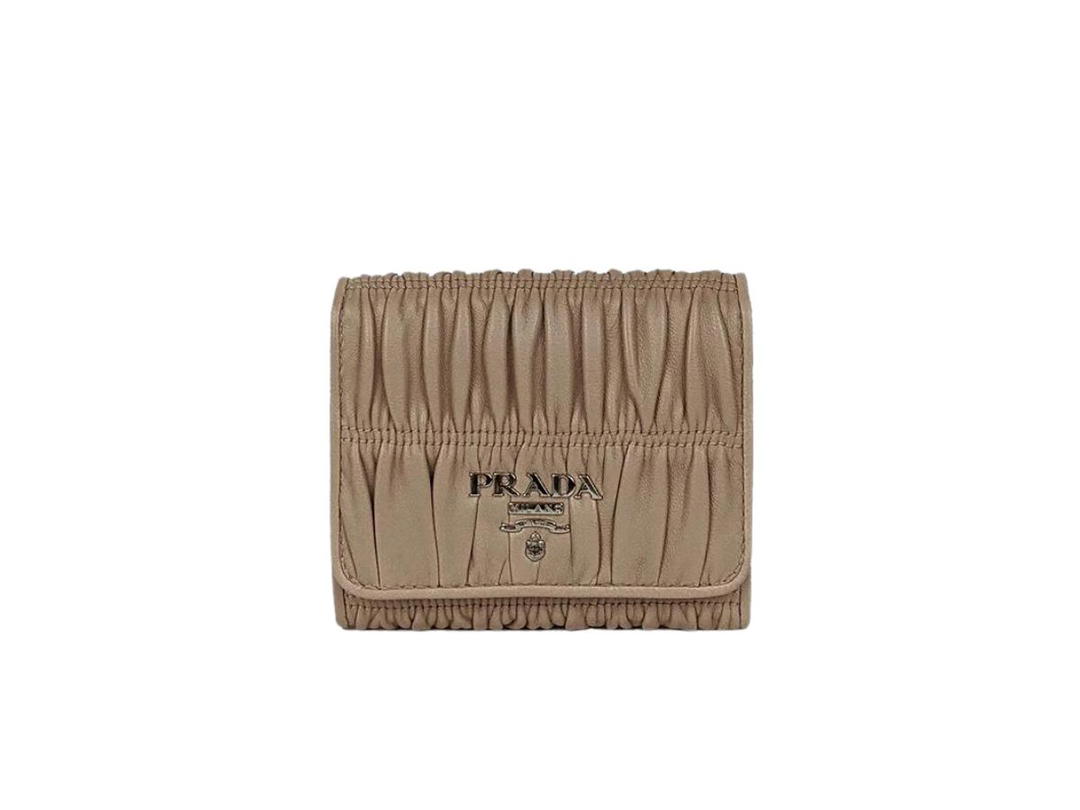 Prada Prada Nappa Gaufre Small Trifold Wallet Cipria