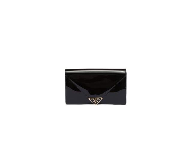 Prada Prada Patent Leather Mini-Bag With Enameled Metal Triangle Logo And Metal Hardware Black - view 1