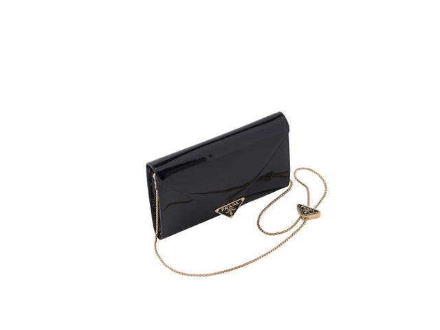 Prada Prada Patent Leather Mini-Bag With Enameled Metal Triangle Logo And Metal Hardware Black - view 2