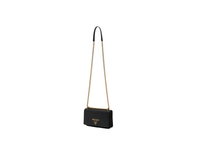 Prada Prada Pattina Tessuto Leather With Metal Lettering Logo Black - view 3