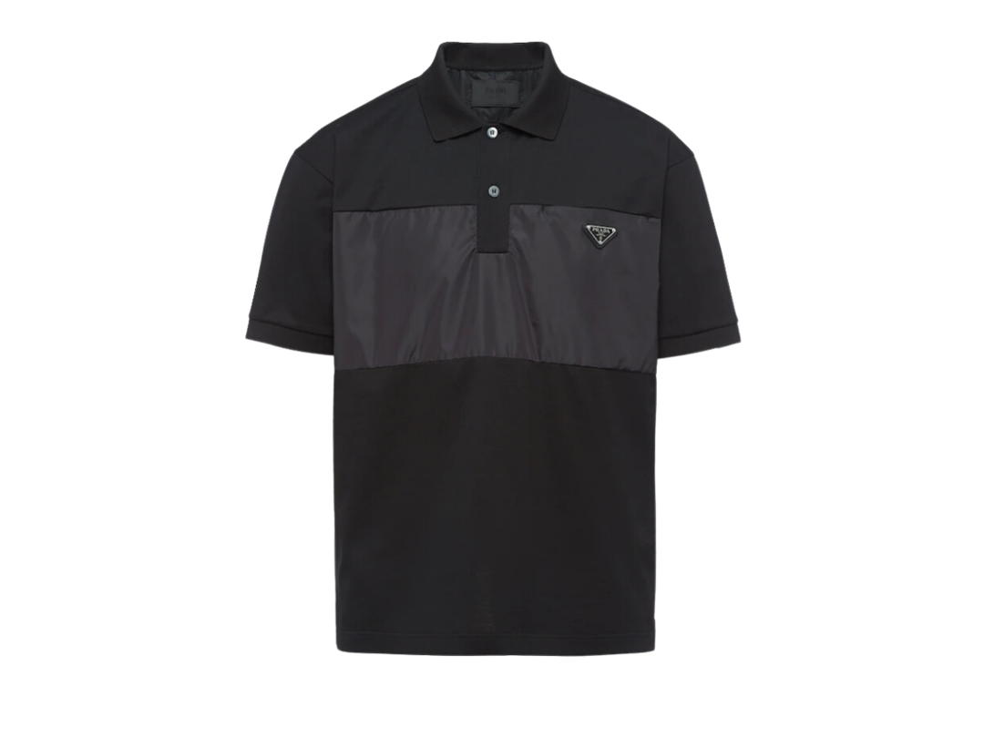 Prada Prada Pique Polo Shirt With Nylon Details Black