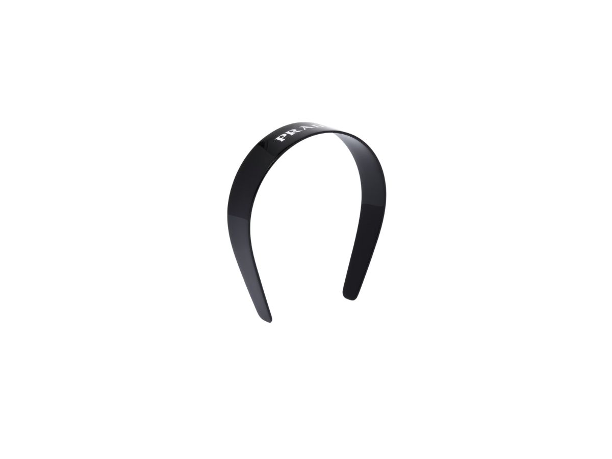 Prada Prada Plexiglas Headband With Enameled Lettering Logo Black