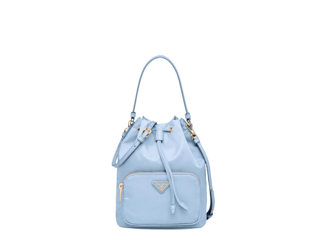 Prada Prada Duet Re-Nylon Bucket Shoulder Bag Celeste
