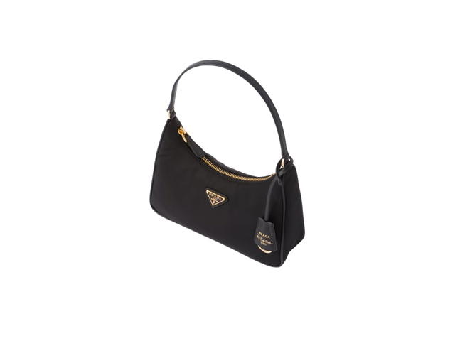 Prada Prada Re-Edition 2005 Re-Nylon And Saffiano Mini Bag With Enameled Gold-Metal Triangle Logo Black - view 2