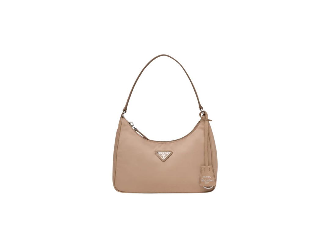 Prada Prada Re-Edition 2005 Re-Nylon Mini Bag With Iconic Saffiano Leather Trim Cameo Beige