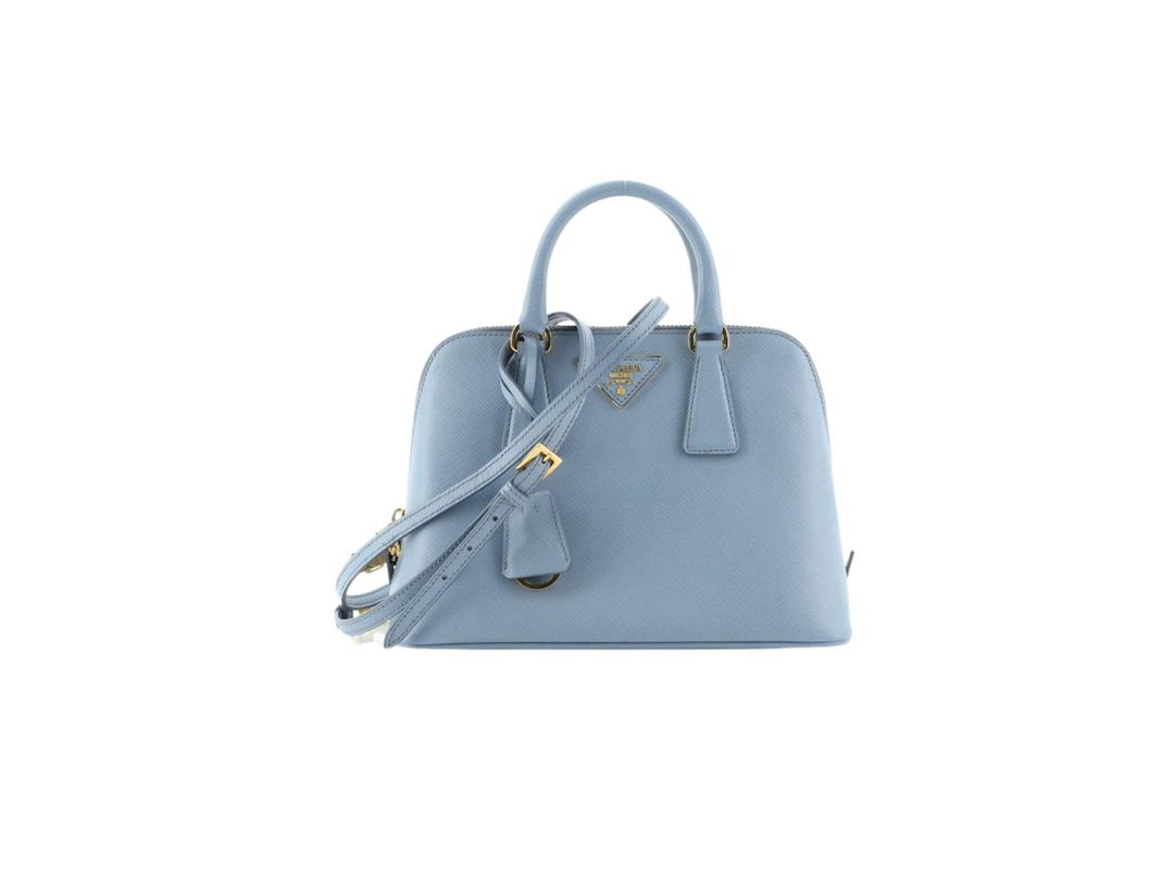 Prada Prada Promenade Small Saffiano Leather Bag With Gold Hardware Blue
