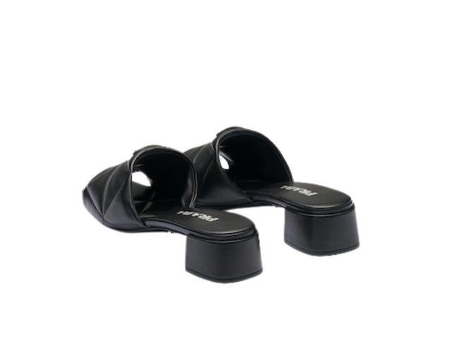 Prada Prada Quilted Nappa Leather Slides With Enameled Metal Triangle Logo Black - view 3