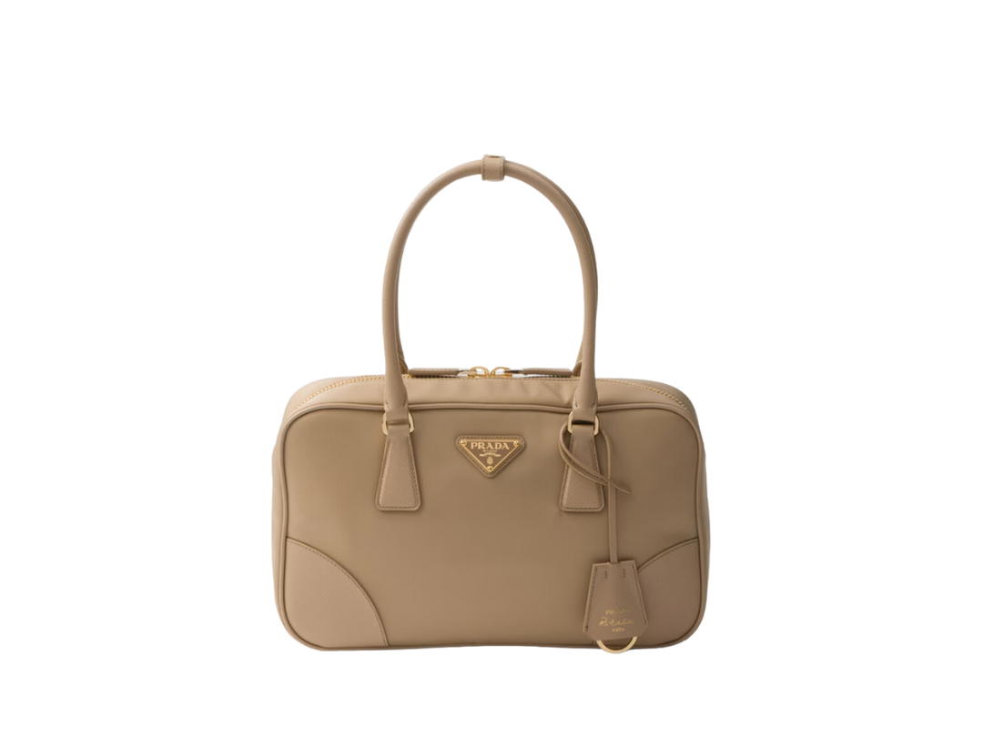 Prada Prada Re-Edition 1978 Medium Re-Nylon and Saffiano Leather Two-Hhandle Bag Camel Brown