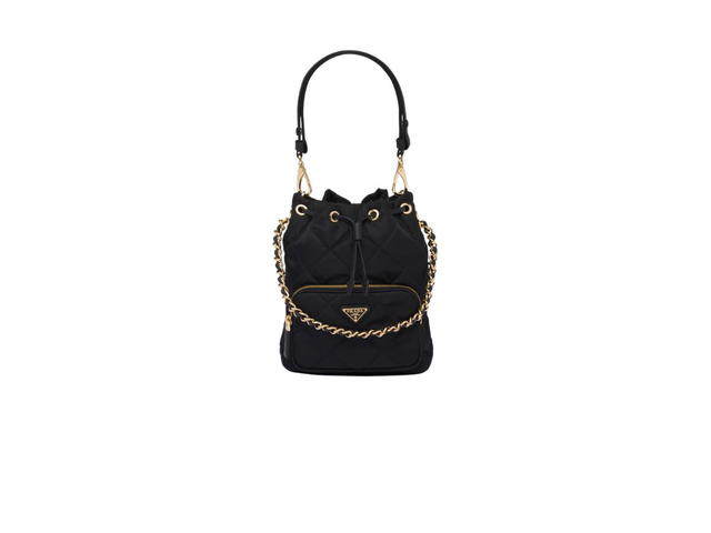 Prada Prada Re-Edition 1995 Chaîne Re-Nylon Shoulder Bag With Enameled Metal Triangle Logo And Gold Metal Hardware Black - view 1