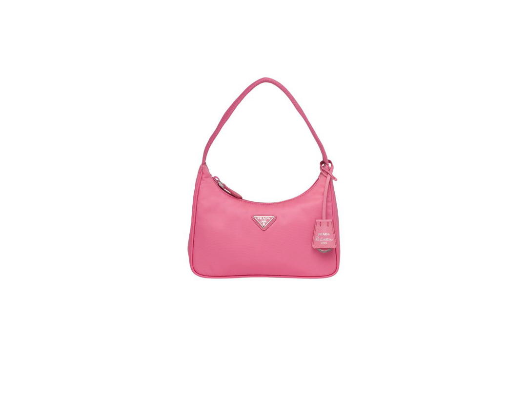 Prada Prada Re-Edition 2000 Nylon Mini Bag With Enameled Metal Triangle Logo Begonia Pink